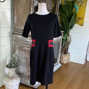BIGIO COLLECTION HALSBROOK BLACK & RED DRESS LUXURY MADE IN USA 12 EXCELLENT
